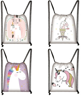 Unicorn Print Drawstring Bag Women Travel Bag Teenager School Bag Brown Girl And Boy Backpack Fashion Female Storage Bags To023