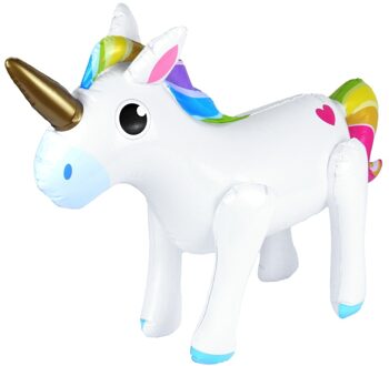 Unicorn thema opblaasbare eenhoorn - wit - 53 x 35 - Eenhoorn feest decoratie/versiering Multi