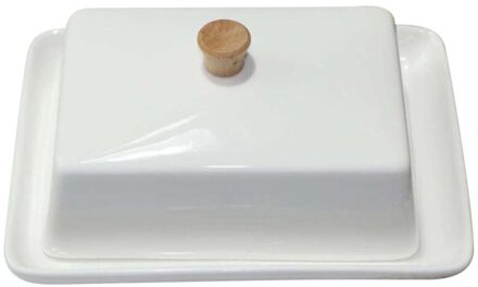 Unieke Boter Plaat Met Deksel Creatieve Keramiek Schotel Chic Huishoudelijke Servies Voor Home Hotel-Wit (6 Inch) 15x11x5.5cm