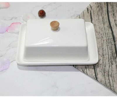 Unieke Boter Plaat Met Deksel Creatieve Keramiek Schotel Chic Huishoudelijke Servies Voor Home Hotel-Wit (6 Inch) 20x15x5cm