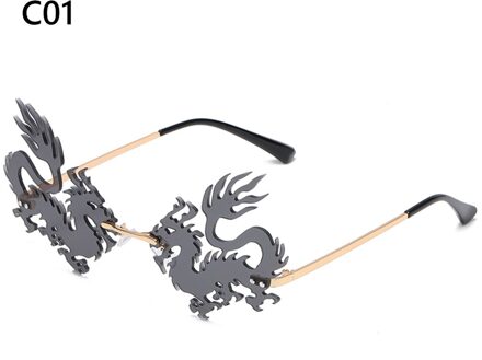 Unieke Frameloze Zonnebril Randloze Dragon Phoenix Zonnebril Voor Party Vrouwen Mannen UV400 Driver Bril Cool Shades C01