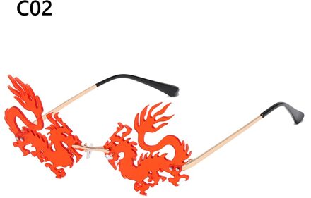 Unieke Frameloze Zonnebril Randloze Dragon Phoenix Zonnebril Voor Party Vrouwen Mannen UV400 Driver Bril Cool Shades C02