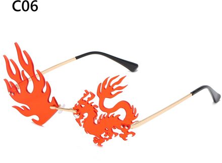 Unieke Frameloze Zonnebril Randloze Dragon Phoenix Zonnebril Voor Party Vrouwen Mannen UV400 Driver Bril Cool Shades C06
