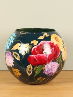 Unieke handgeschilderde vaas, bloemen, 30 cm