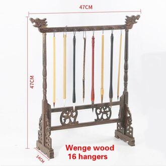 Unieke Solid Wenge Hout Schrijven Borstel Houder 12 Hangers Kalligrafie Penhouder Studie Schat Traditionele Schilderen Borstel Rack