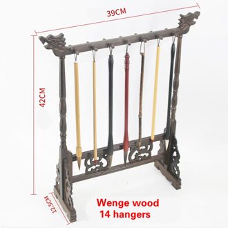 Unieke Solid Wenge Hout Schrijven Borstel Houder 12 Hangers Kalligrafie Penhouder Studie Schat Traditionele Schilderen Borstel Rack