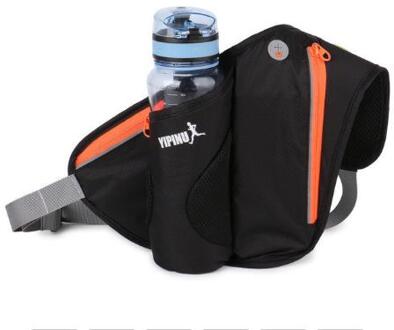 Uniesx Casual Outdoor Waterdichte Sport Taille Bum Bag Running Jogging Fietsen Riem Pouch Fles Houder zwart