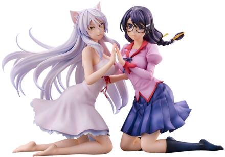 Union Creative Nekomonogatari Monogatari Series PVC Statues Tsubasa Hanekawa Set (re-run) 19 cm