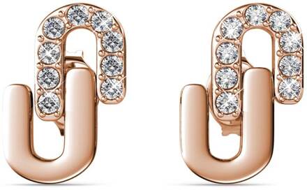 Union Oorbellen - Roségoud en Kristal - maat