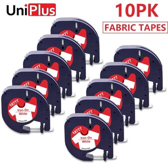 Uniplus 10PK 12Mm Tape Fit Dymo Letratag Lt Tape 18769 18773 Ijzer Op Kleding Stof Lint Voor Dymo labeller LT100H LT100T 10roze rood on wit