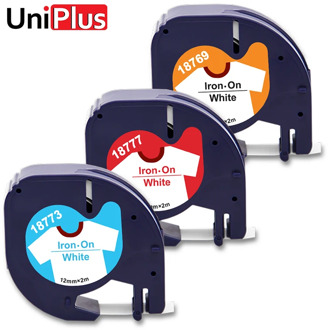 UniPlus Fabric Label Tape Iron on Cloth Compatible DYMO Letratag 18771 18777 18775 for 100H PLUS 100T QX50 LT Label Printer 12mm