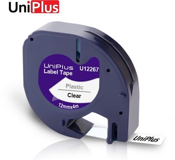 Uniplus Plastic Label Tapes 16952 Voor Dymo LT-100H QX50 Label Printer Letra Tag Zwart Op Helder 12Mm * 4M Label Maker Linten