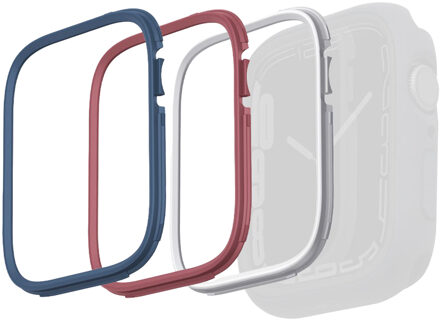 Uniq 3-pack Bezels - Moduo Bezel Bundel voor de Apple Watch - 44 / 45 mm - Blue & Red & White Meerkleurig