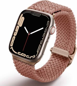 Uniq Aspen Braided bandje voor de Apple Watch Series 1 t/m 9 / SE (38/40/41 mm) | Series 10 / 11 (42 mm) - Grapefruit Pink Roze - 41 mm