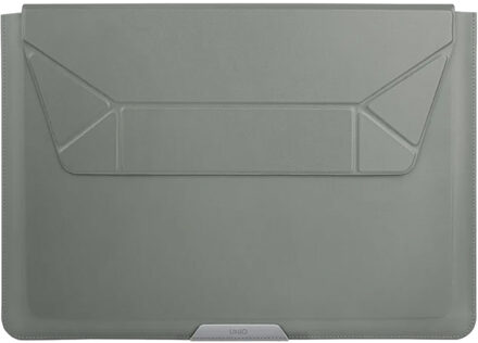Uniq Oslo Laptop hoes 14 inch - Laptopsleeve met opvouwbare laptopstandaard - Lichen Green Groen