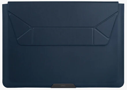 Uniq Oslo Laptop hoes 14 inch - Laptopsleeve met opvouwbare laptopstandaard - Navy Blue Donkerblauw - 14.2