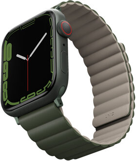 Uniq Revix dubbelzijdig bandje voor de Apple Watch Series 1 t/m 11 / SE / Ultra (44/45/46/49 mm) - Pine (Green/Taupe) Meerkleurig - 49 mm