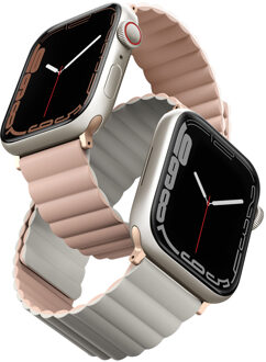 Uniq Revix dubbelzijdig bandje voor de Apple Watch Series 1 t/m 9 / SE (38/40/41 mm) | Series 10 / 11 (42 mm) - Blush Pink / Beige Meerkleurig - 41 mm
