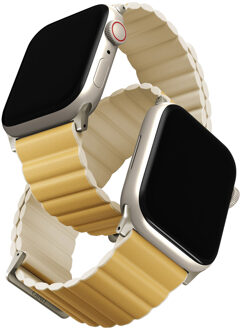 Uniq Revix Premium Edition dubbelzijdig bandje voor de Apple Watch Series 1 t/m 11 / SE / Ultra (44/45/46/49 mm) - Canary Yellow / Ivory Meerkleurig - 49 mm