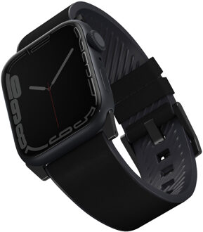 Uniq Straden Waterproof leren bandje voor de Apple Watch Series 1 t/m 11 / SE / Ultra (44/45/46/49 mm) - Midnight Zwart - 49 mm