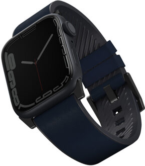 Uniq Straden Waterproof leren bandje voor de Apple Watch Series 1 t/m 11 / SE / Ultra (44/45/46/49 mm) - Prussian Blauw - 49 mm