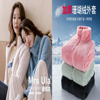 Uniqlo Celebrity Style zhua rong yi COUPLE'S Plush Polar Fleece Jacket (Long Sleeve) Solid Color Warm zhua rong yi