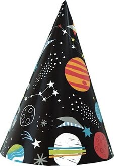 Unique Feesthoedjes Outer Space 15 Cm Zwart 8 Stuks