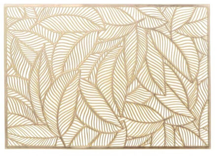 Unique Living 6x Tafel placemats/onderleggers met gouden bladeren 30 x 45 cm - Placemats Goudkleurig