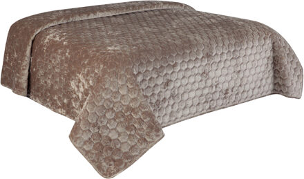 Unique Living Bedsprei Amiens - taupe - 170 x 220 cm - katoen/polyester - luxe motief