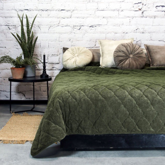 Unique Living Bedsprei Jenny - Groen - 170x220cm Van Unique Living Microvezel - Dekbed-Discounter.nl - 170 x 220 cm