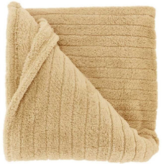 Unique Living Deken/plaid Jax - lichtbruin - polyester - 150 x 200 cm