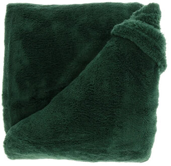 Unique Living Deken/plaid Justin - donker groen - polyester - 150 x 200 cm