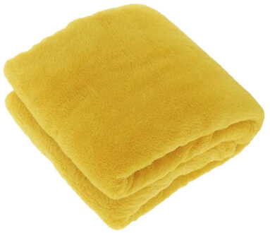 Unique Living Deken/plaid Justin - geel - polyester - 150 x 200 cm