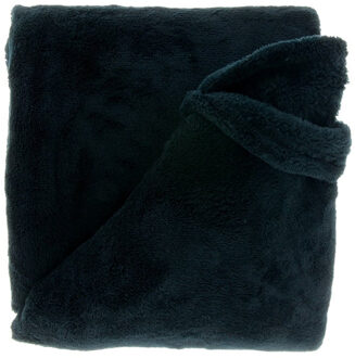 Unique Living Deken/plaid Justin - zwart - polyester - 150 x 200 cm