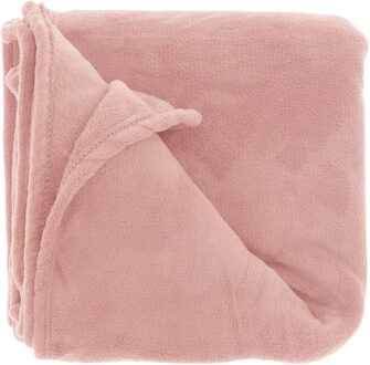 Unique Living Fleece deken/plaid Bailey 130 x 180 cm - roze