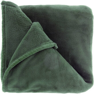 Unique Living Fleece deken/plaid Bailey 130 x 180 cm - smaragd groen