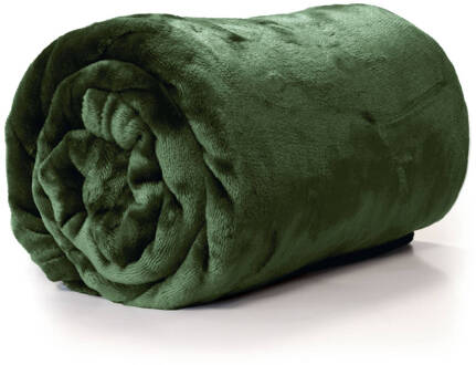 Unique Living fleece plaid 'Enzo' - 130x180cm - Pesto Groen