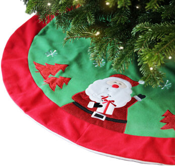 Unique Living Kerstboomrok - kerstman - rood/groen - D90 cm - polyester - kerstboomkleed