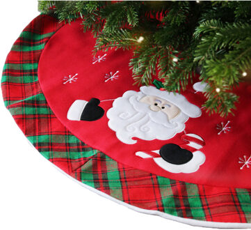 Unique Living Kerstboomrok - Mickel - kerstman - rood/groen - D90 cm - polyester - kerstboomkleed