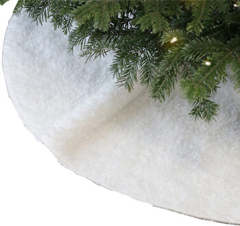 Unique Living kerstboomrok - wit pluche - D90 cm - polyester - kerstboomkleed