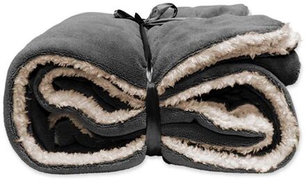 Unique Living | Lars coral fleece|suede plaid 150x200cm dark grey Grijs