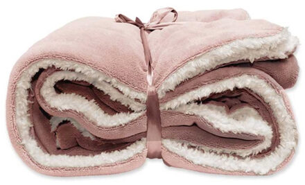 Unique Living | Lars coral fleece|suede plaid 150x200cm old pink Roze