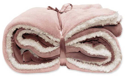 Unique Living | Lars coral fleece|suede plaid 150x200cm old pink Roze