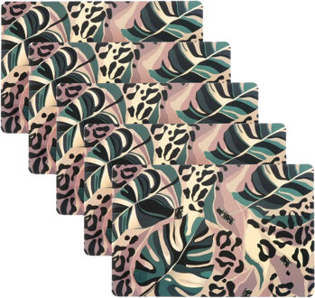 Unique Living Placemat Jungle - 10x - Monstera bladeren - 44 x 28 cm - tafeldecoratie