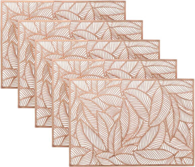 Unique Living Placemat Nissa - 10x - brons blad motief - 30 x 45 cm - onderlegger