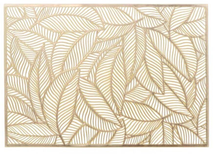 Unique Living Placemat Nissa - 6x - goud blad motief - 30 x 45 cm - onderlegger