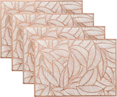 Unique Living Placemat Nissa - 8x - brons blad motief - 30 x 45 cm - onderlegger