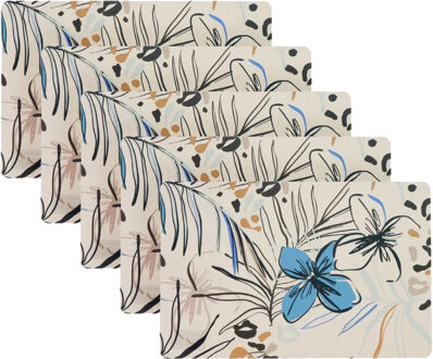 Unique Living Placemat/onderlegger - 10x - blad/bloem motief - 44 x 28 cm - tafeldecoratie