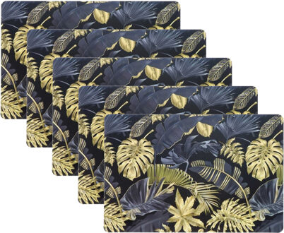 Unique Living Placemat/onderlegger - 10x - blad motief - 44 x 28 cm - tafeldecoratie