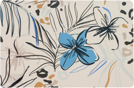 Unique Living Placemat/onderlegger - 1x - blad/bloem motief - 44 x 28 cm - tafeldecoratie